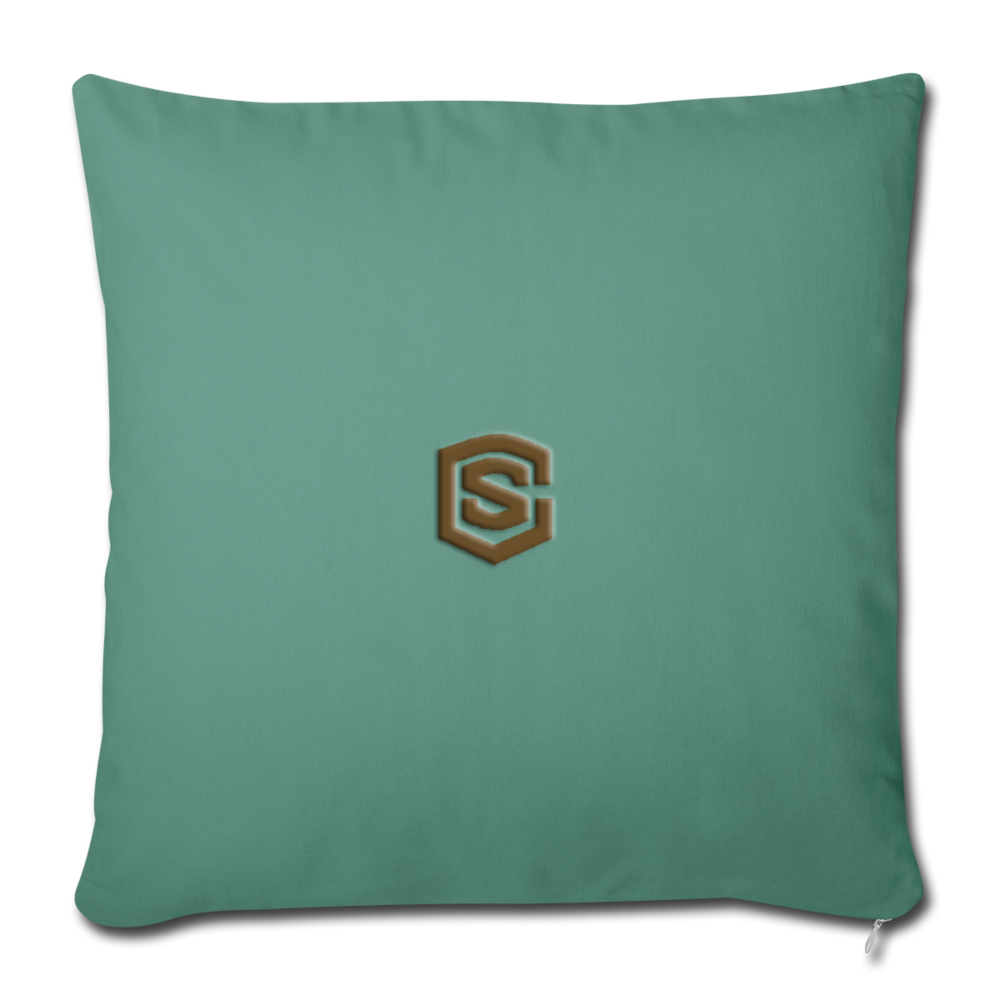 Throw Pillow Cover 18” x 18” WITH BROWN  LOGO - cypress green