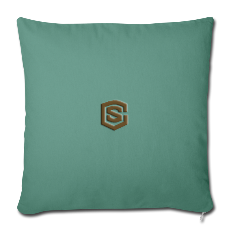 Throw Pillow Cover 18” x 18” WITH BROWN  LOGO - cypress green