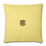 Throw Pillow Cover 18” x 18” WITH BROWN  LOGO - washed yellow