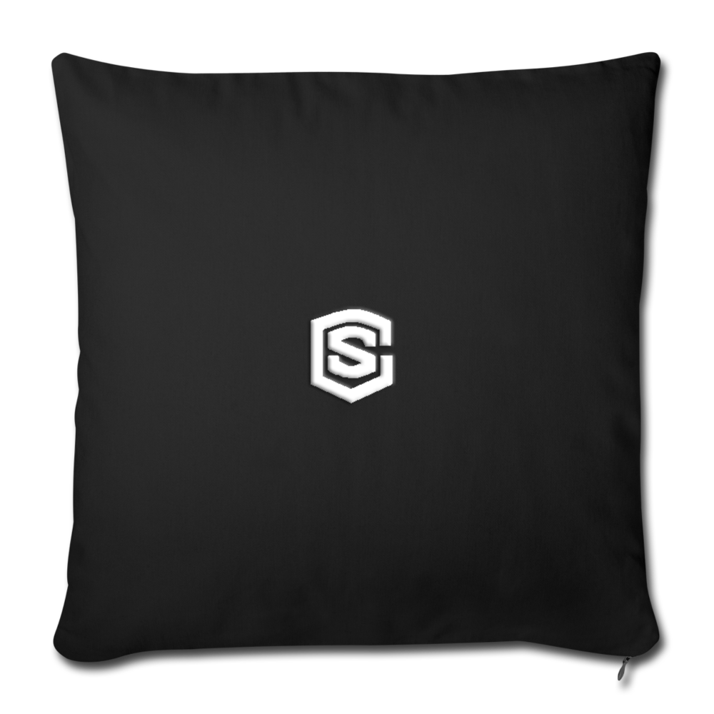 Throw Pillow Cover 18” x 18” WITH WHITE  LOGO - black