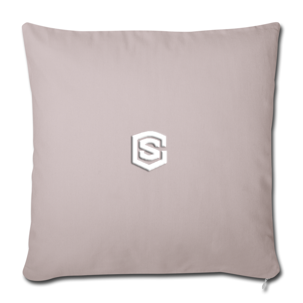 Throw Pillow Cover 18” x 18” WITH WHITE  LOGO - light taupe