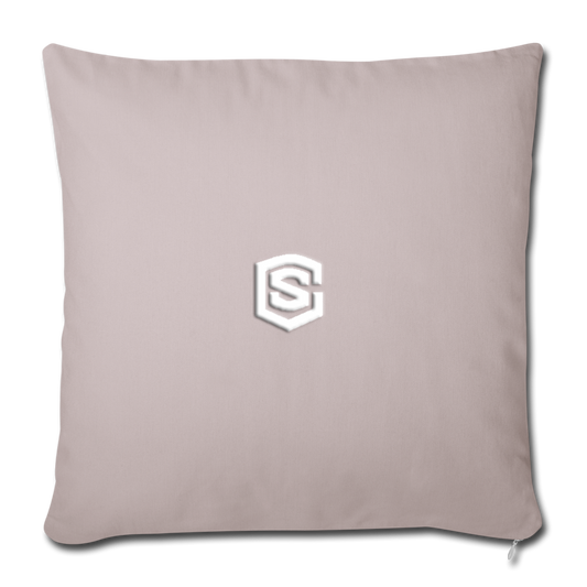 Throw Pillow Cover 18” x 18” WITH WHITE  LOGO - light taupe