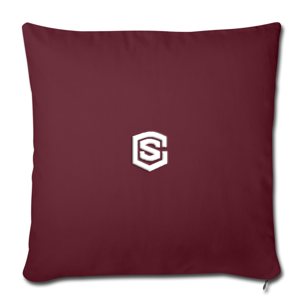 Throw Pillow Cover 18” x 18” WITH WHITE  LOGO - burgundy