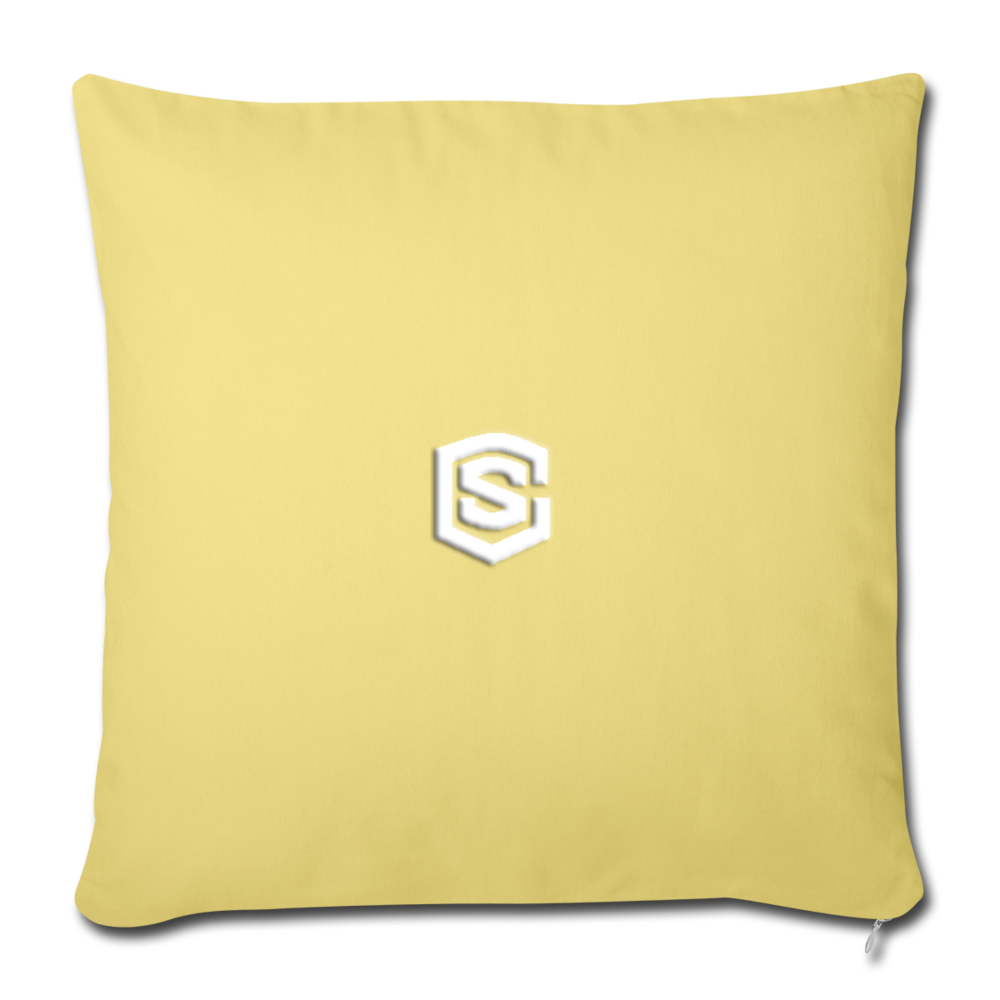 Throw Pillow Cover 18” x 18” WITH WHITE  LOGO - washed yellow
