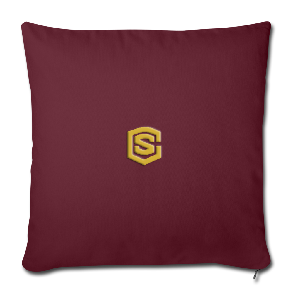 Throw Pillow Cover 18” x 18” WITH GOLD  LOGO - burgundy