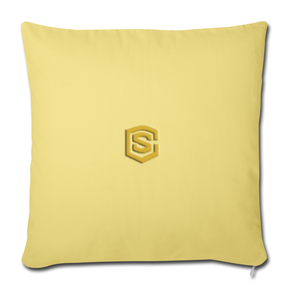 Throw Pillow Cover 18” x 18” WITH GOLD  LOGO - washed yellow