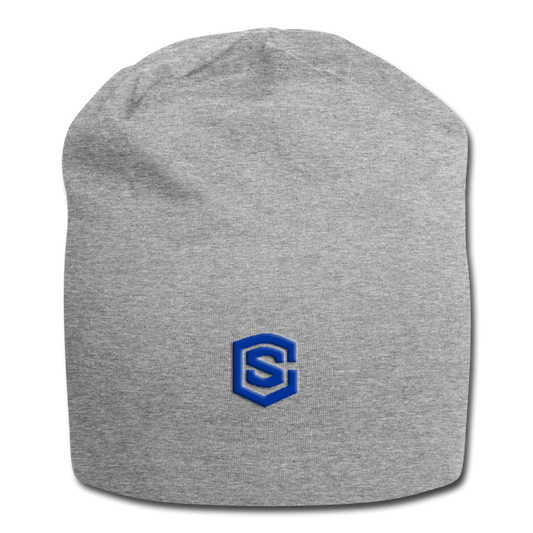 Jersey Beanie WITH BLUE  LOGO - heather gray