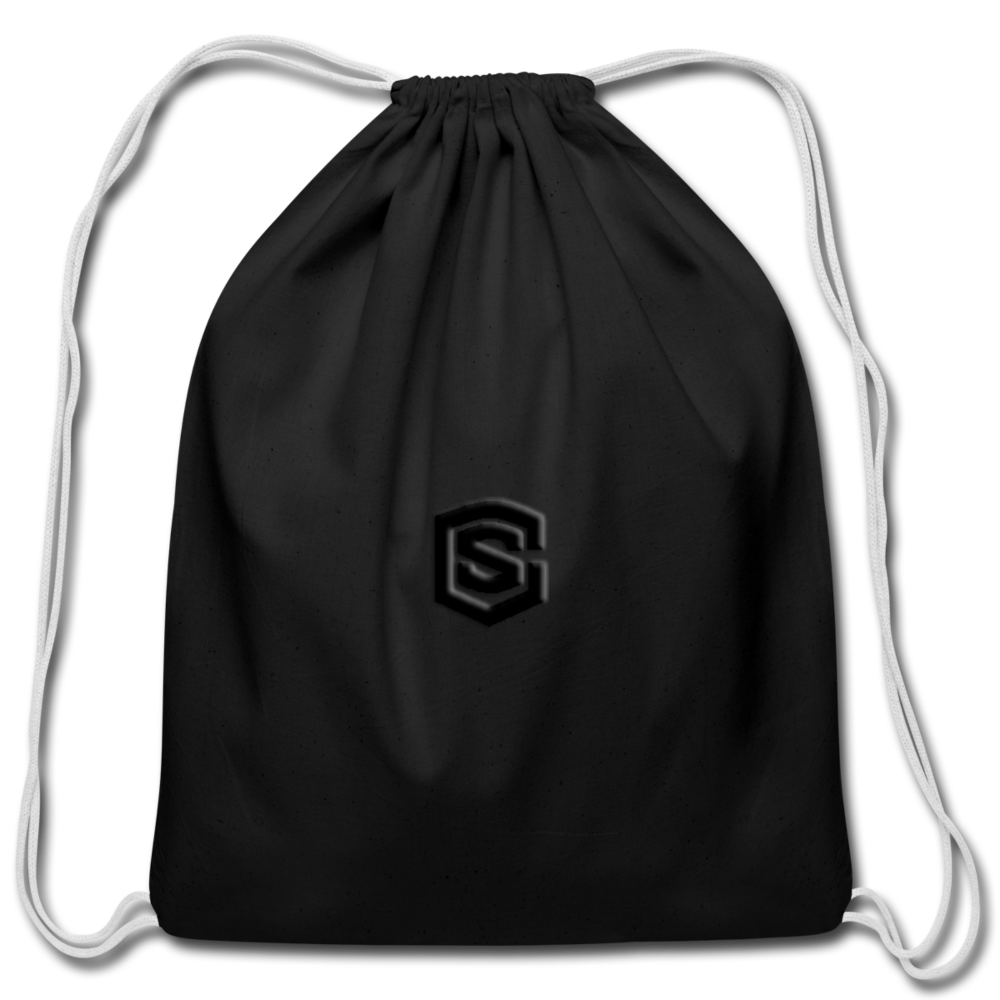 Cotton Drawstring Bag WITH  BLACK  LOGO - black