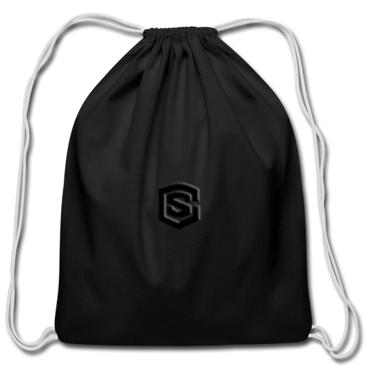Cotton Drawstring Bag WITH  BLACK  LOGO - black