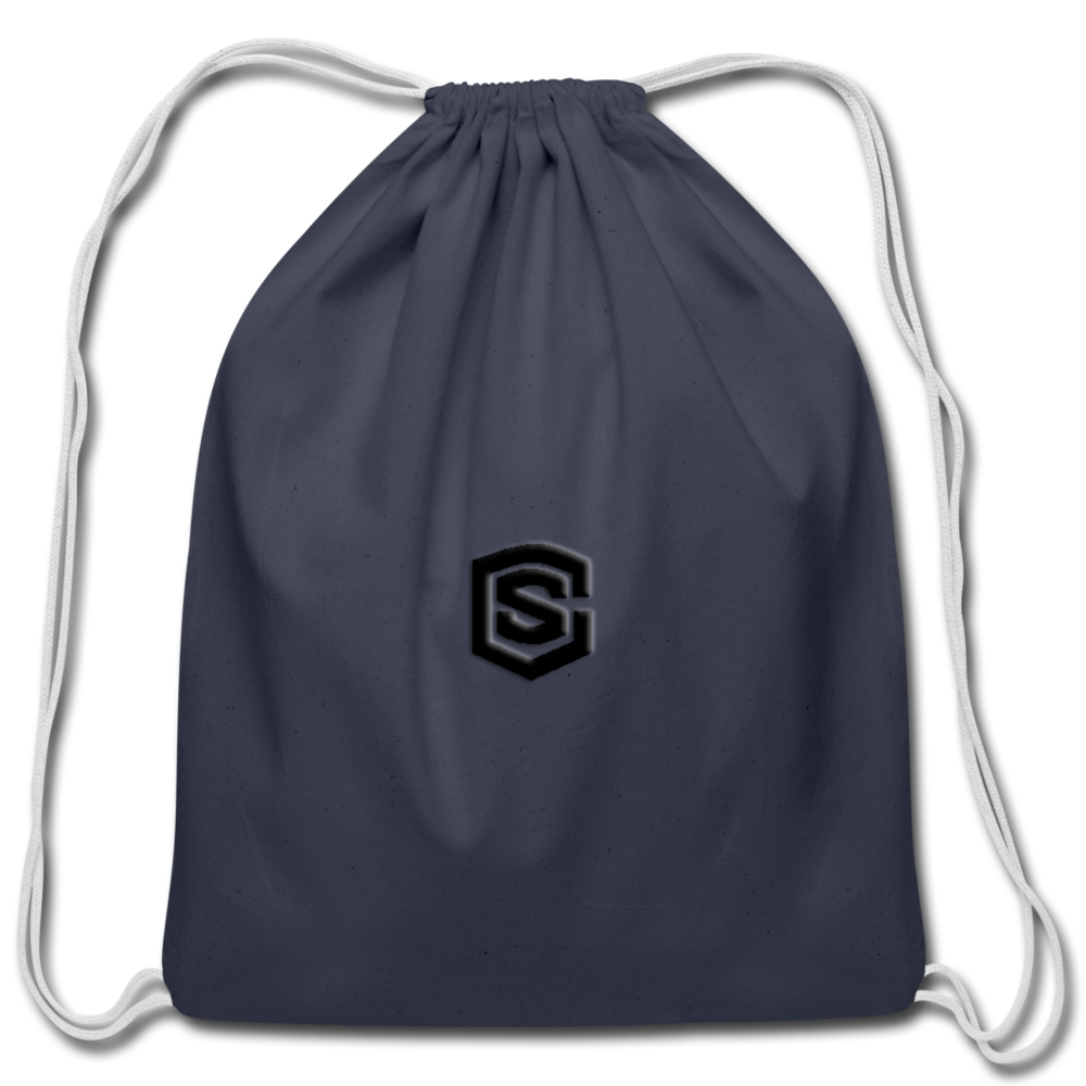 Cotton Drawstring Bag WITH  BLACK  LOGO - navy