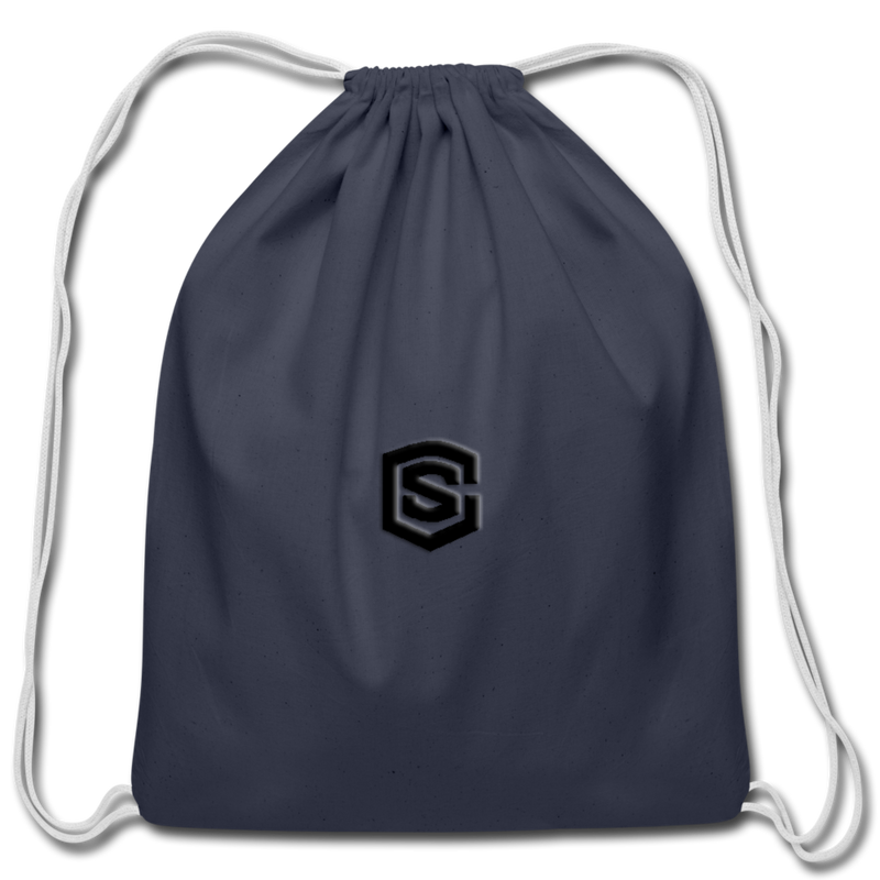 Cotton Drawstring Bag WITH  BLACK  LOGO - navy