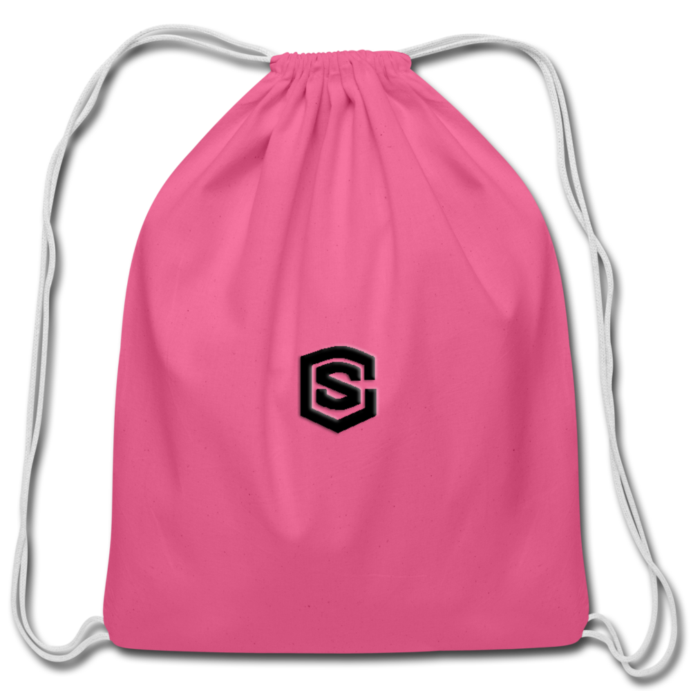 Cotton Drawstring Bag WITH  BLACK  LOGO - pink