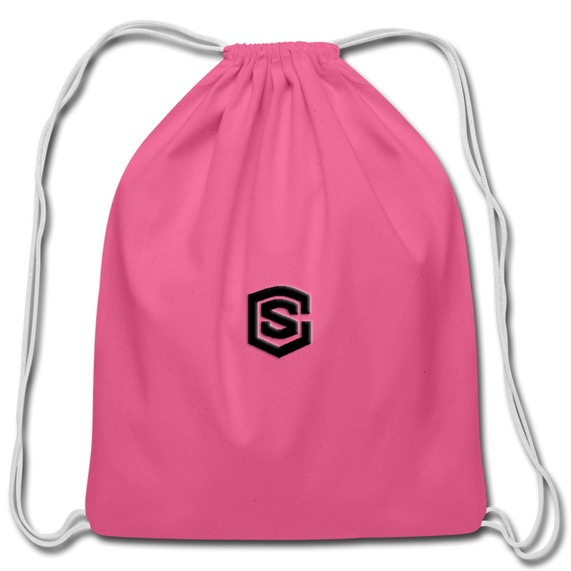 Cotton Drawstring Bag WITH  BLACK  LOGO - pink