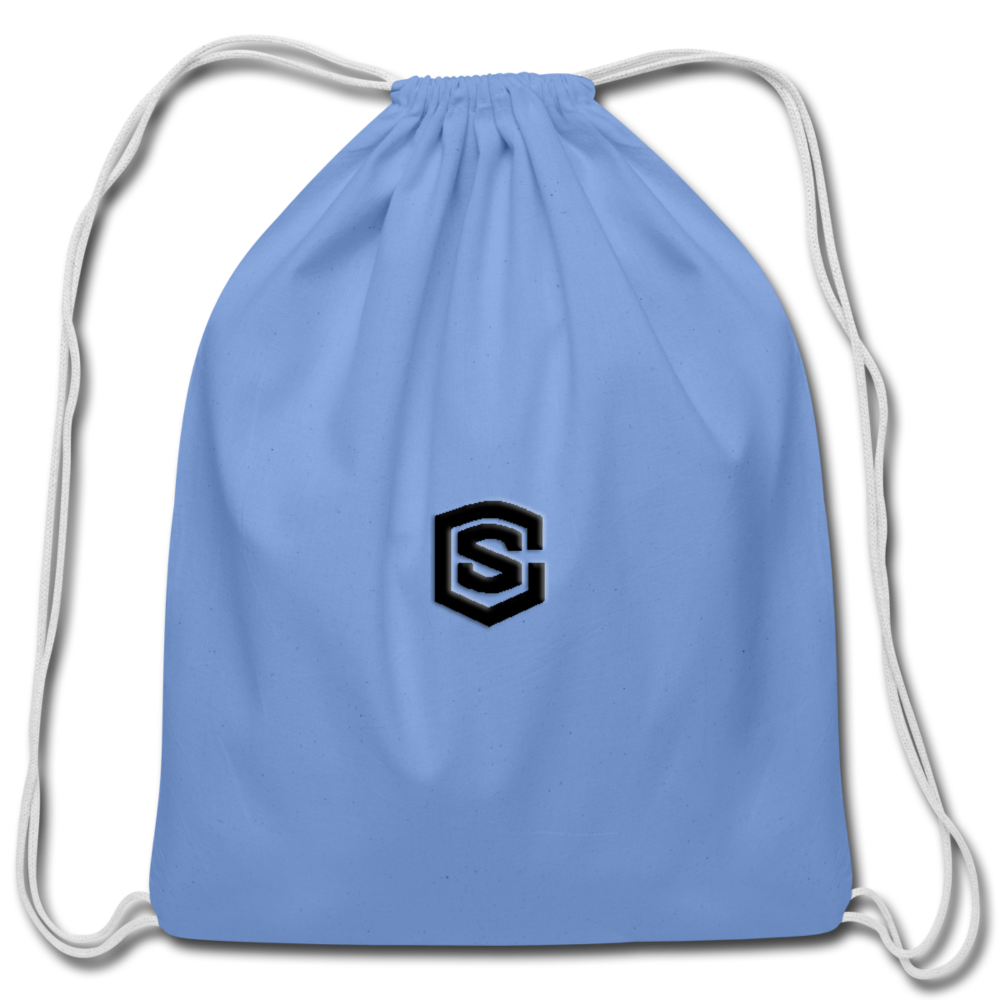 Cotton Drawstring Bag WITH  BLACK  LOGO - carolina blue