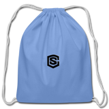 Cotton Drawstring Bag WITH  BLACK  LOGO - carolina blue