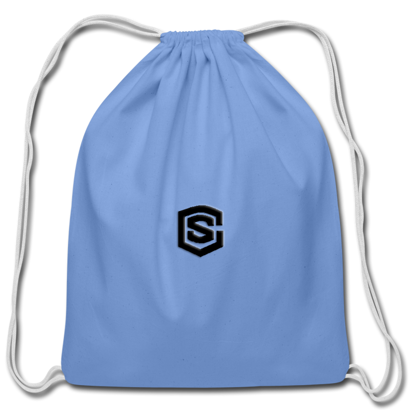 Cotton Drawstring Bag WITH  BLACK  LOGO - carolina blue