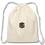 Cotton Drawstring Bag WITH  BLACK  LOGO - natural