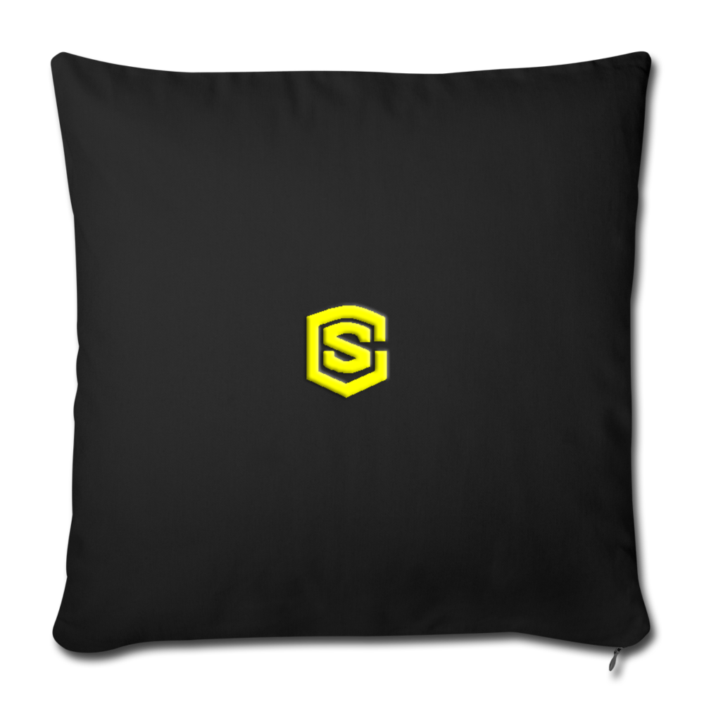Throw Pillow Cover 18” x 18” WITH YELLOW  LOGO - black