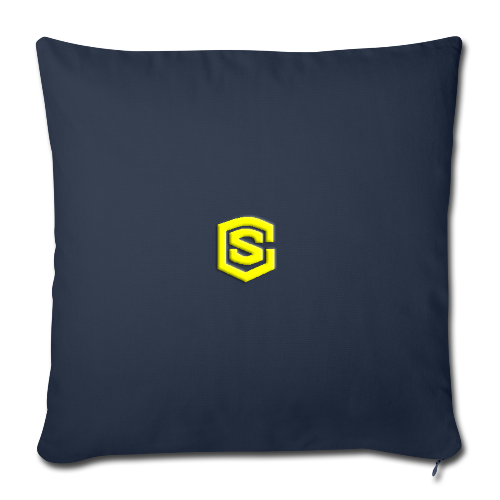 Throw Pillow Cover 18” x 18” WITH YELLOW  LOGO - navy