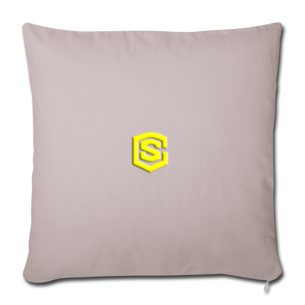 Throw Pillow Cover 18” x 18” WITH YELLOW  LOGO - light taupe