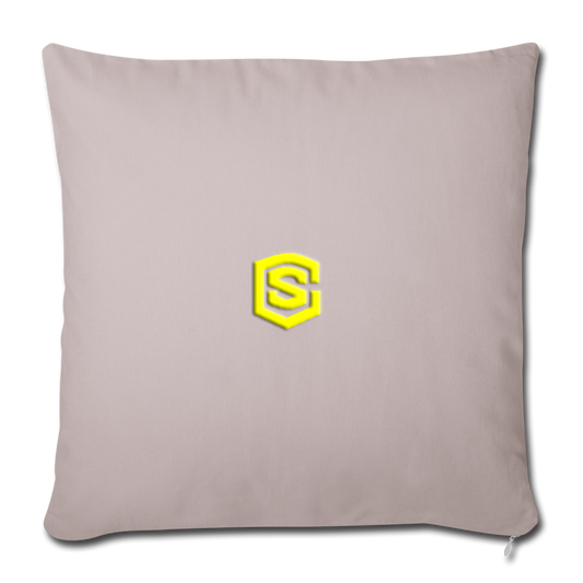 Throw Pillow Cover 18” x 18” WITH YELLOW  LOGO - light taupe