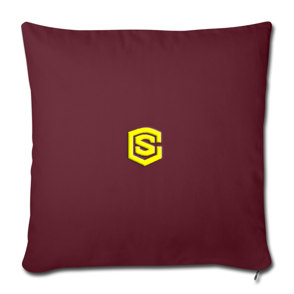 Throw Pillow Cover 18” x 18” WITH YELLOW  LOGO - burgundy