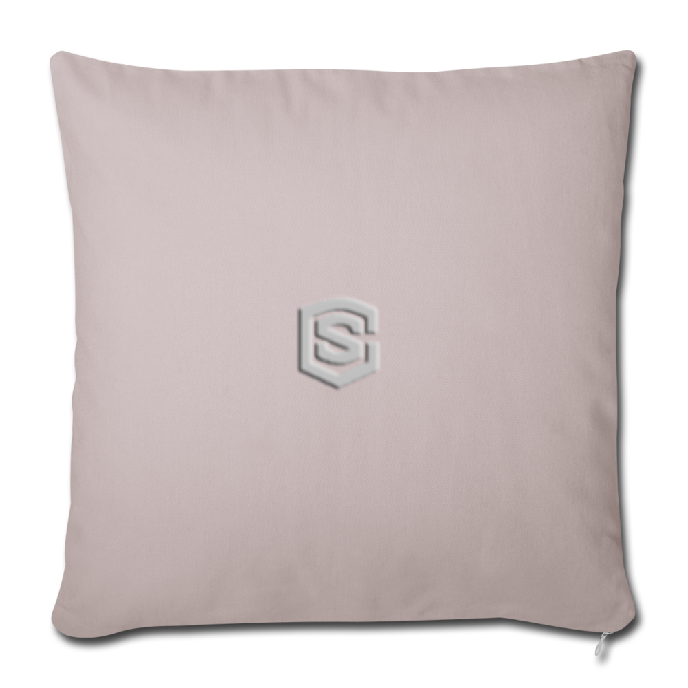 Throw Pillow Cover 18” x 18” WITH SILIVER  LOGO - light taupe