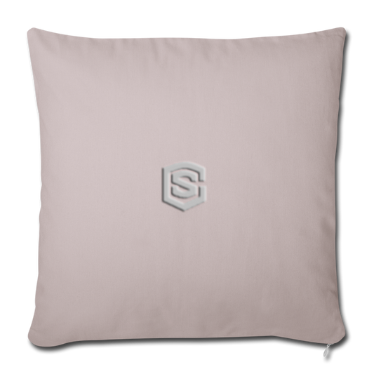 Throw Pillow Cover 18” x 18” WITH SILIVER  LOGO - light taupe
