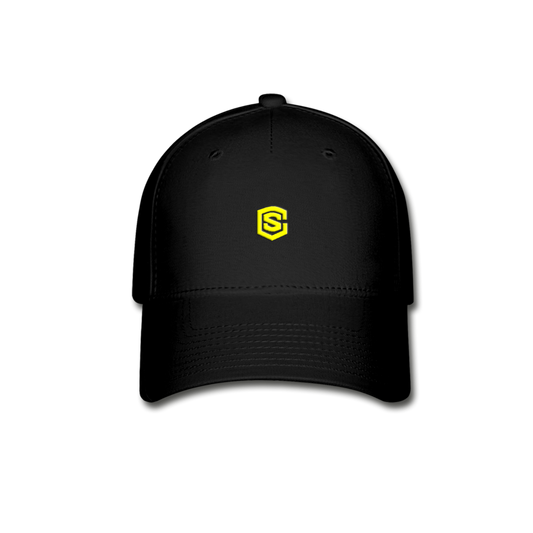 Baseball Cap WITH YELLOW  LOGO - black