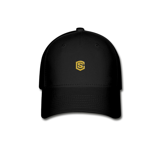 Baseball Cap WITH GOLD  LOGO - black