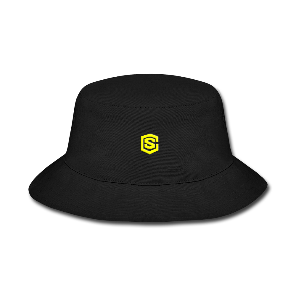 Bucket Hat WITH YELLOW  LOGO - black