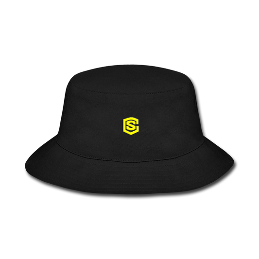 Bucket Hat WITH YELLOW  LOGO - black