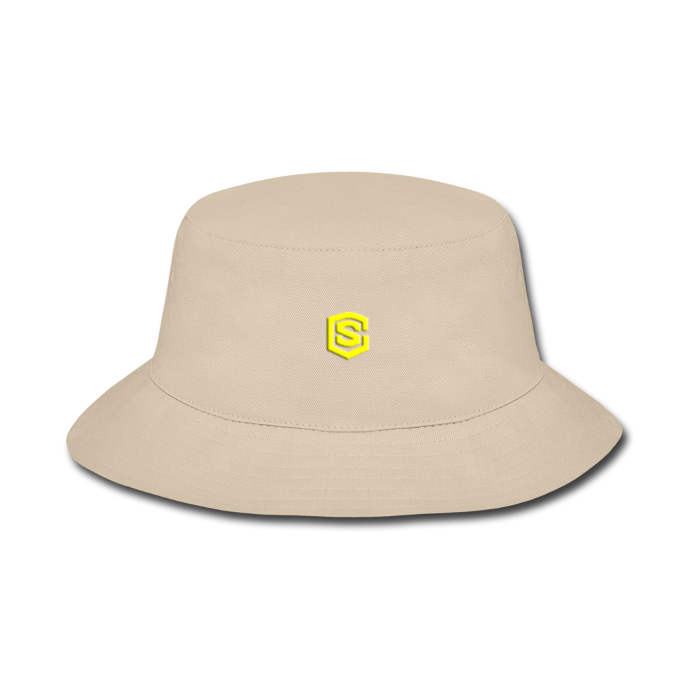 Bucket Hat WITH YELLOW  LOGO - cream