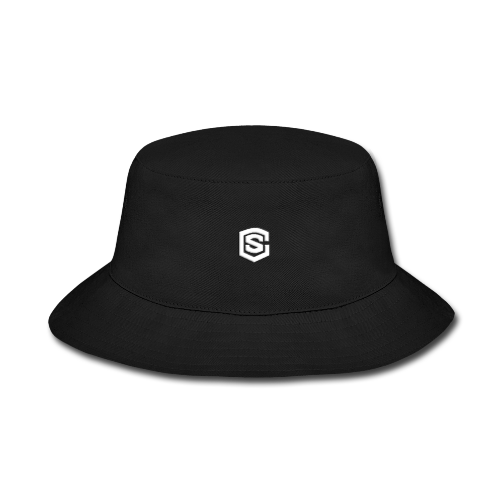 Bucket Hat WITH  WHITE LOGO - black