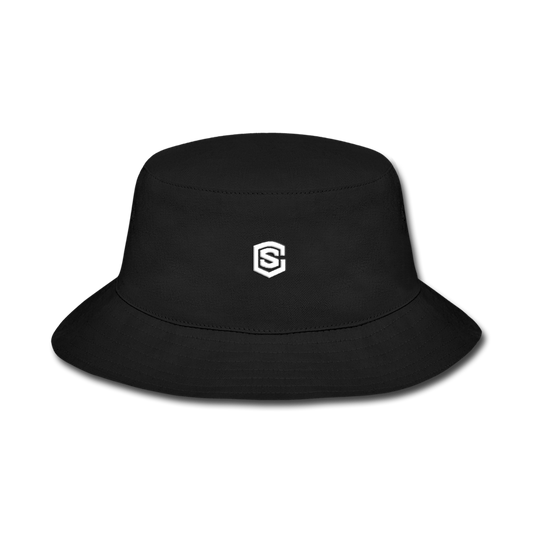 Bucket Hat WITH  WHITE LOGO - black