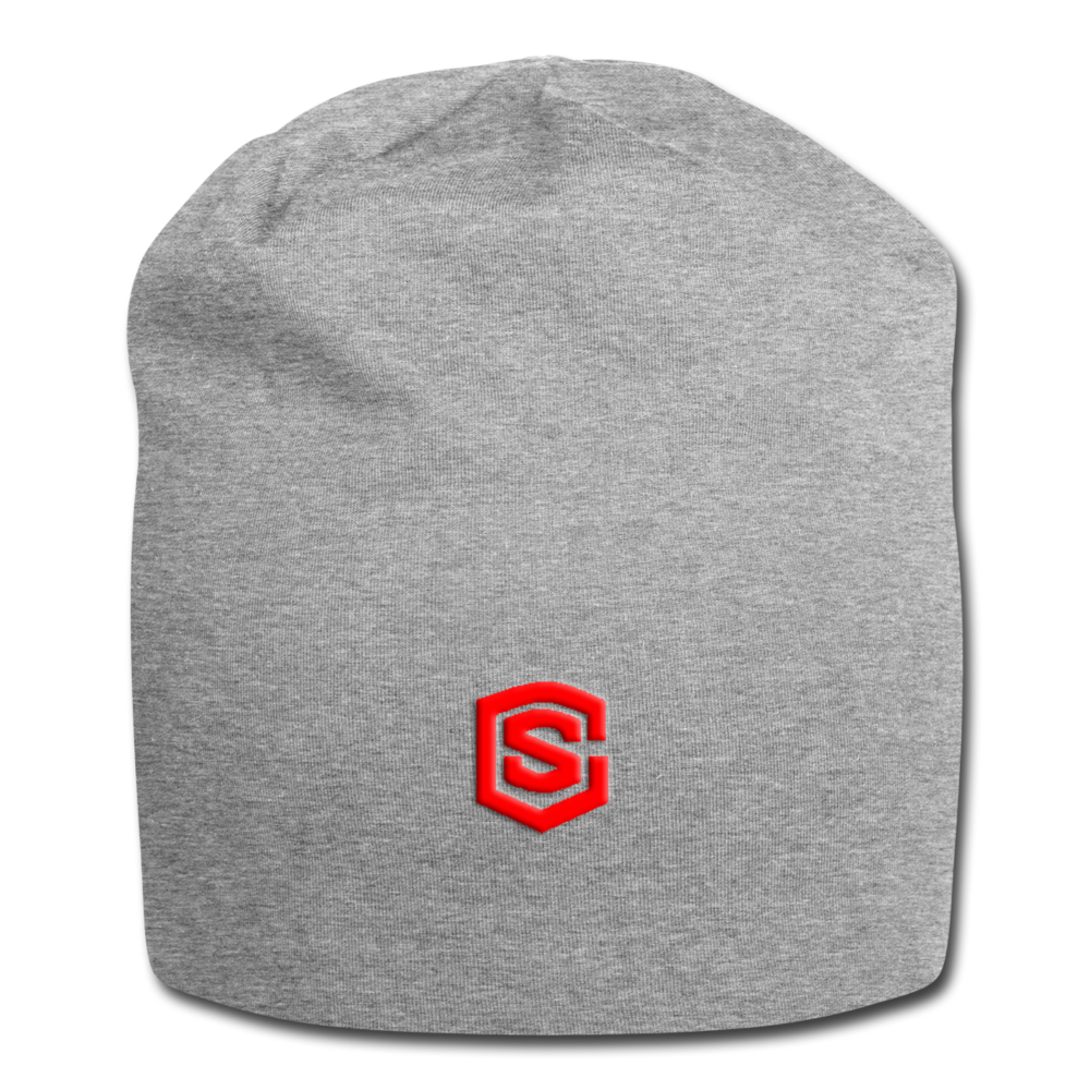 Jersey Beanie WITH RED  LOGO - heather gray