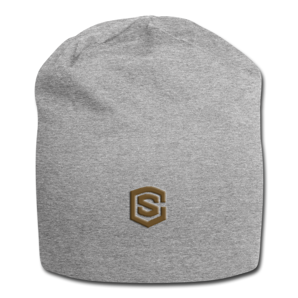 Jersey Beanie WITH BROWN  LOGO - heather gray