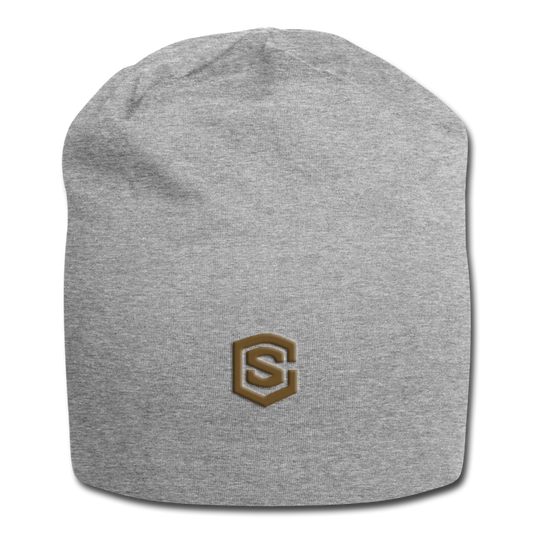 Jersey Beanie WITH BROWN  LOGO - heather gray