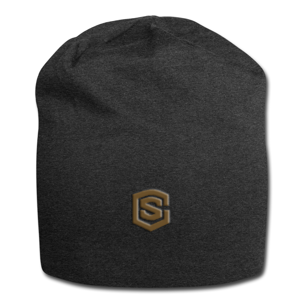 Jersey Beanie WITH BROWN  LOGO - charcoal gray