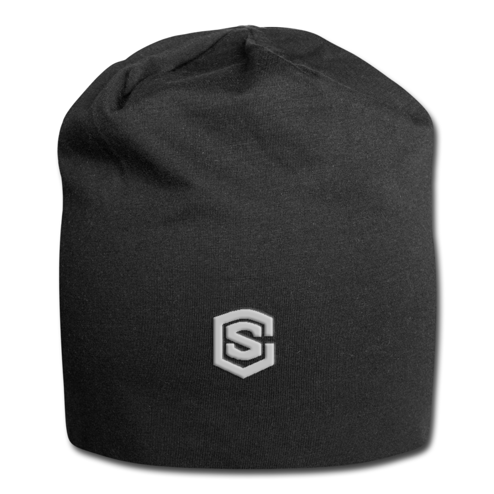 Jersey Beanie WITH SILIVER  LOGO - black