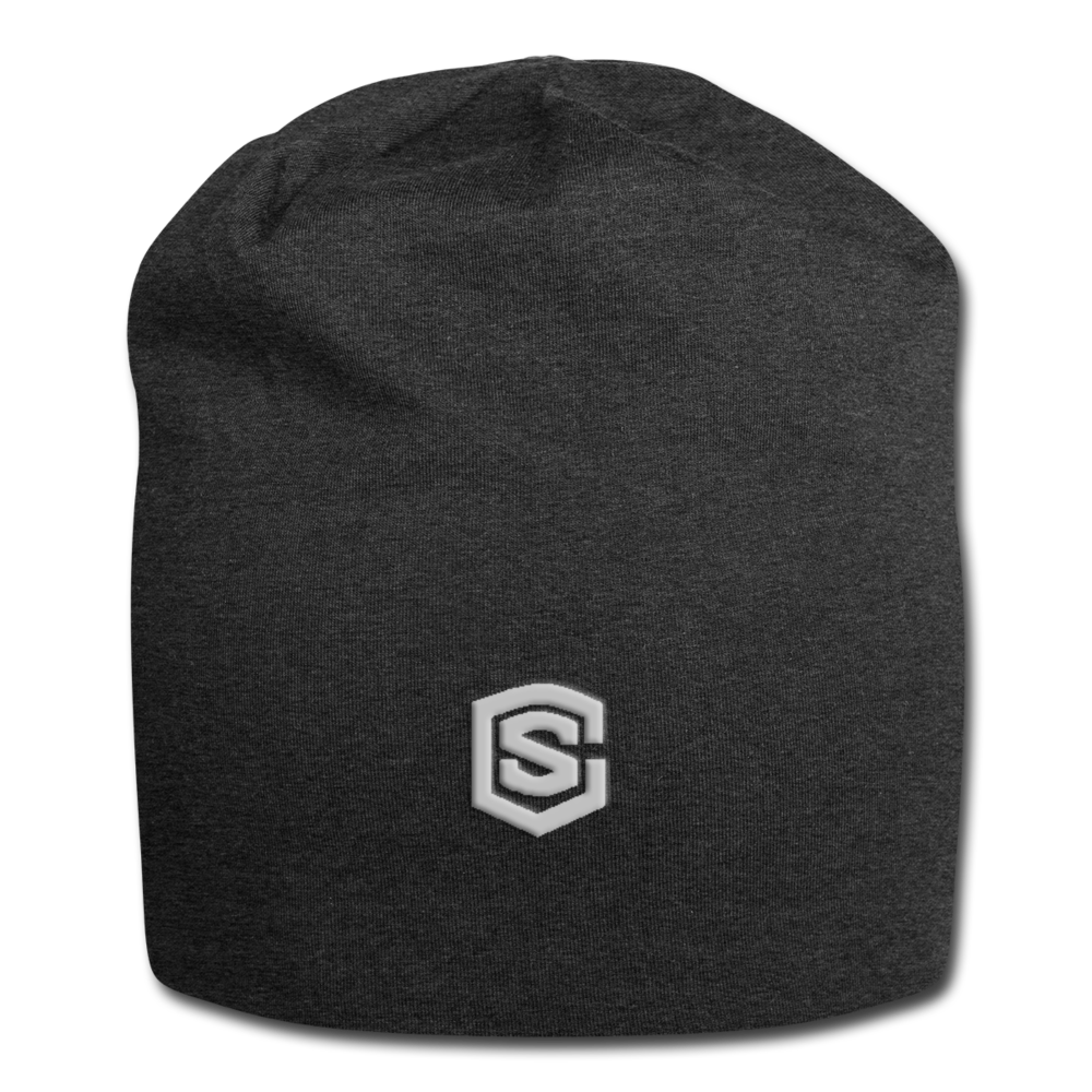 Jersey Beanie WITH SILIVER  LOGO - charcoal gray