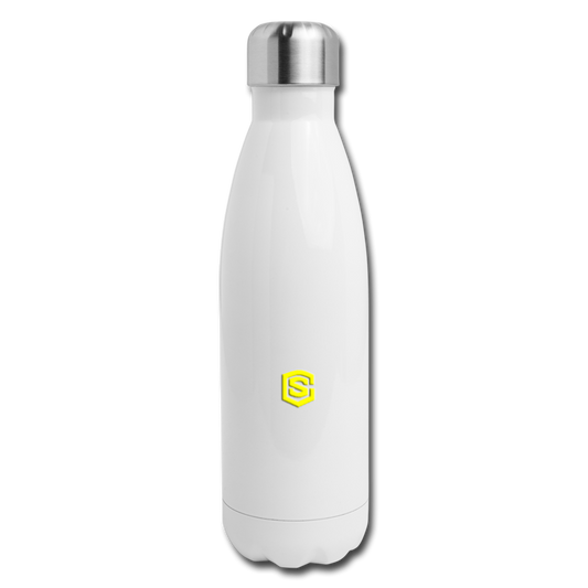 Insulated Stainless Steel Water Bottle WITH  YELLOW  LOGO - white