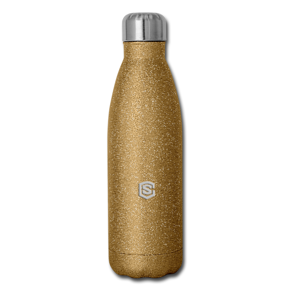 Insulated Stainless Steel Water Bottle WITH SILIVER  LOGO - gold glitter