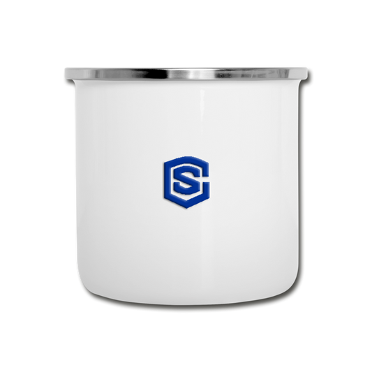 Camper Mug WITH BLUE  LOGO - white