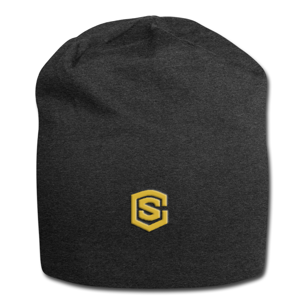Jersey Beanie WITH GOLD  LOGO - charcoal gray