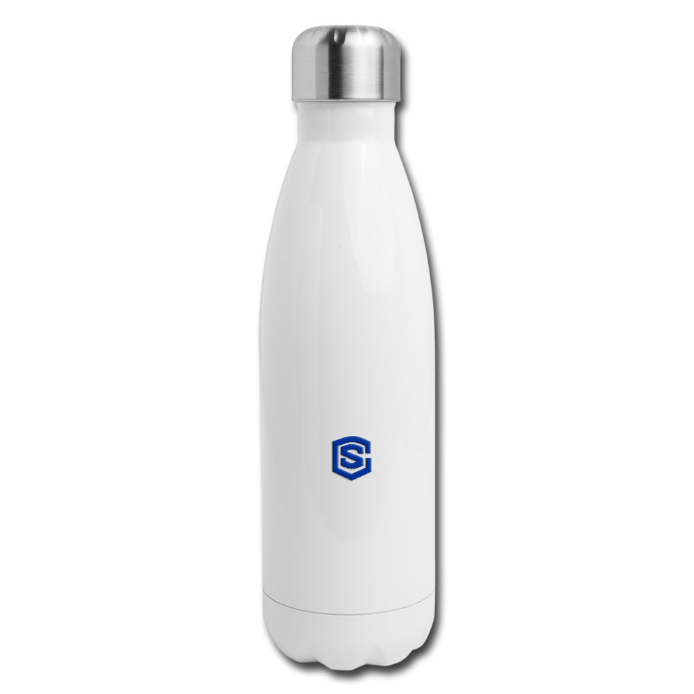 Insulated Stainless Steel Water Bottle WITH  BLUE  LOGO - white
