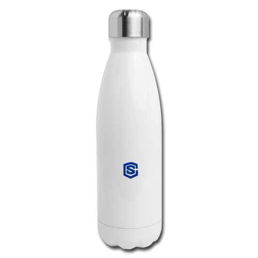 Insulated Stainless Steel Water Bottle WITH  BLUE  LOGO - white