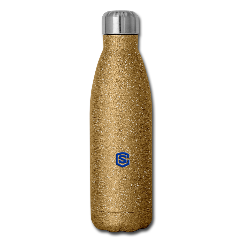 Insulated Stainless Steel Water Bottle WITH  BLUE  LOGO - gold glitter