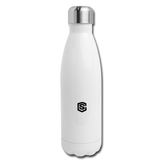 Insulated Stainless Steel Water Bottle WITH BLACK  LOGO - white