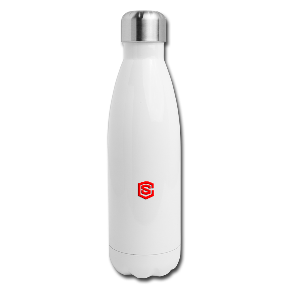 Insulated Stainless Steel Water Bottle WITH RED  LOGO - white